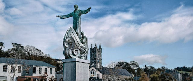 View of a statue and church in County Cork