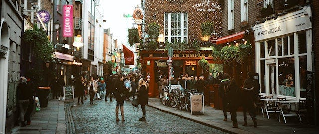 Busy backstreet in Dublin